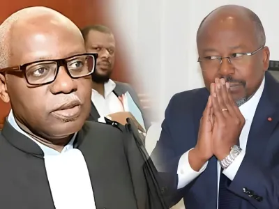 Alain Claude Bilie-By-Nzé, président du parti Ensemble pour le Gabon (EPG) et Me Moubembe