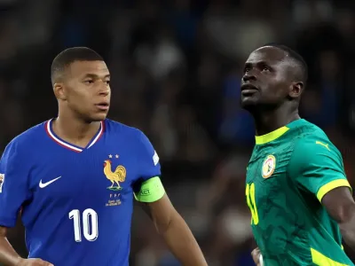 Kylian Mbappé, footballeur français et Sadio Mané, footballeur sénégalais 