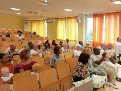 Les membres de l’Association des personnes atteintes d’albinisme, lors de la célébration de la Journée qui leur est dédiée
