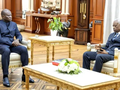 Brice Clotaire Oligui Nguema, président du Gabon et Eugène Mba, maire de Libreville