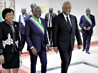 Les présidents de l’Assemblée nationale, Jean-François Ndongou, et du Sénat, Paulette Missambo